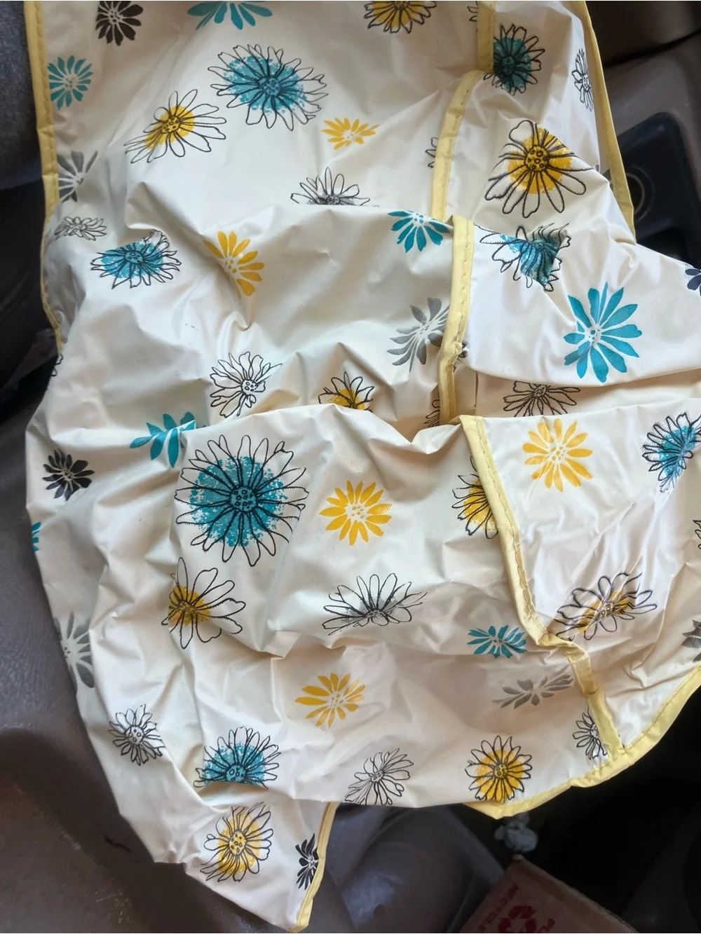 vintage toaster cover 4 Slice MCM Starburst Flowers Teal Beige Yellow